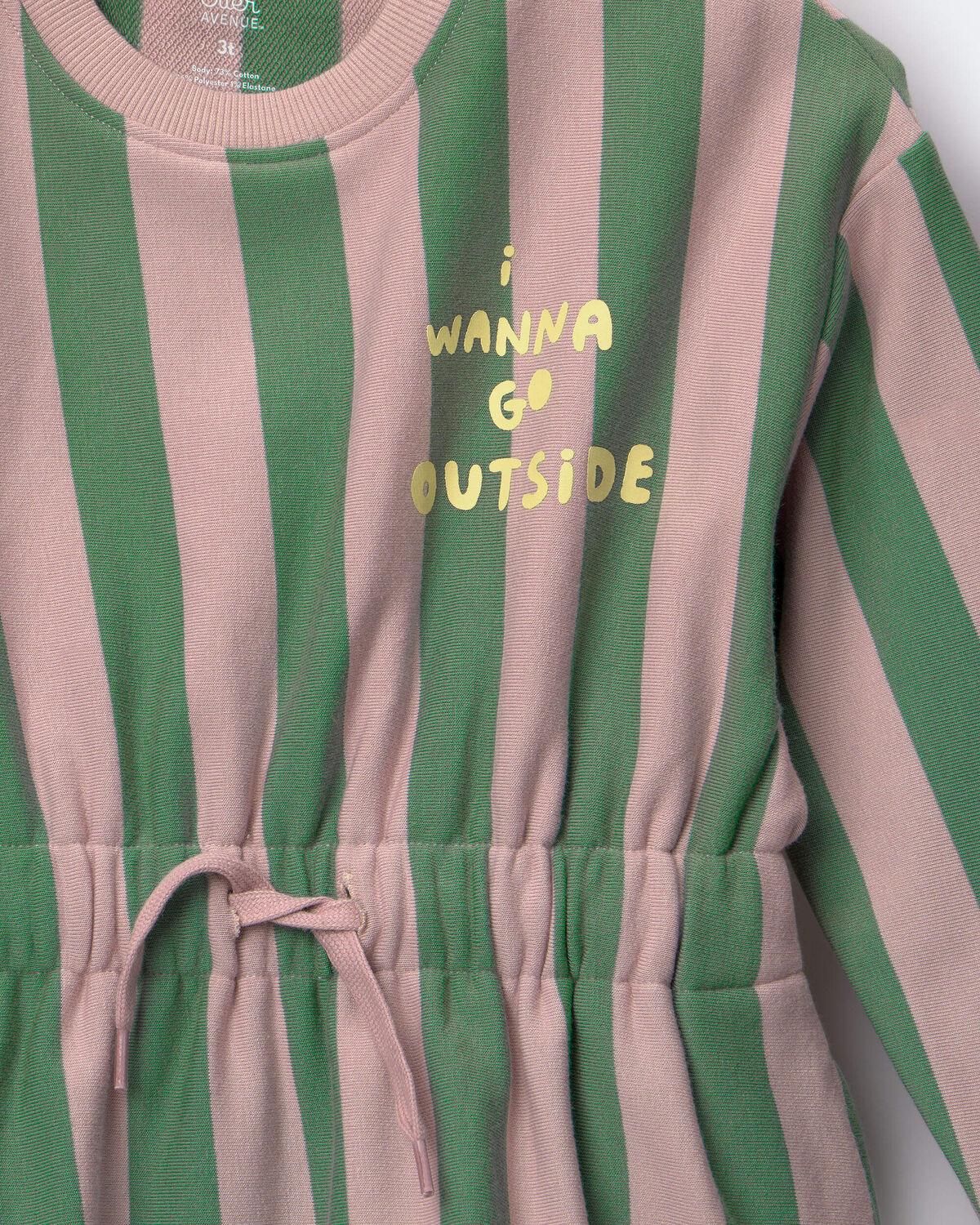 Toddler Girl Tie-Front Dress in Stripes - Mauve