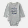 Baby Boy 'Loved By Mommy & Daddy' Long-Sleeve Graphic Bodysuit - Grey