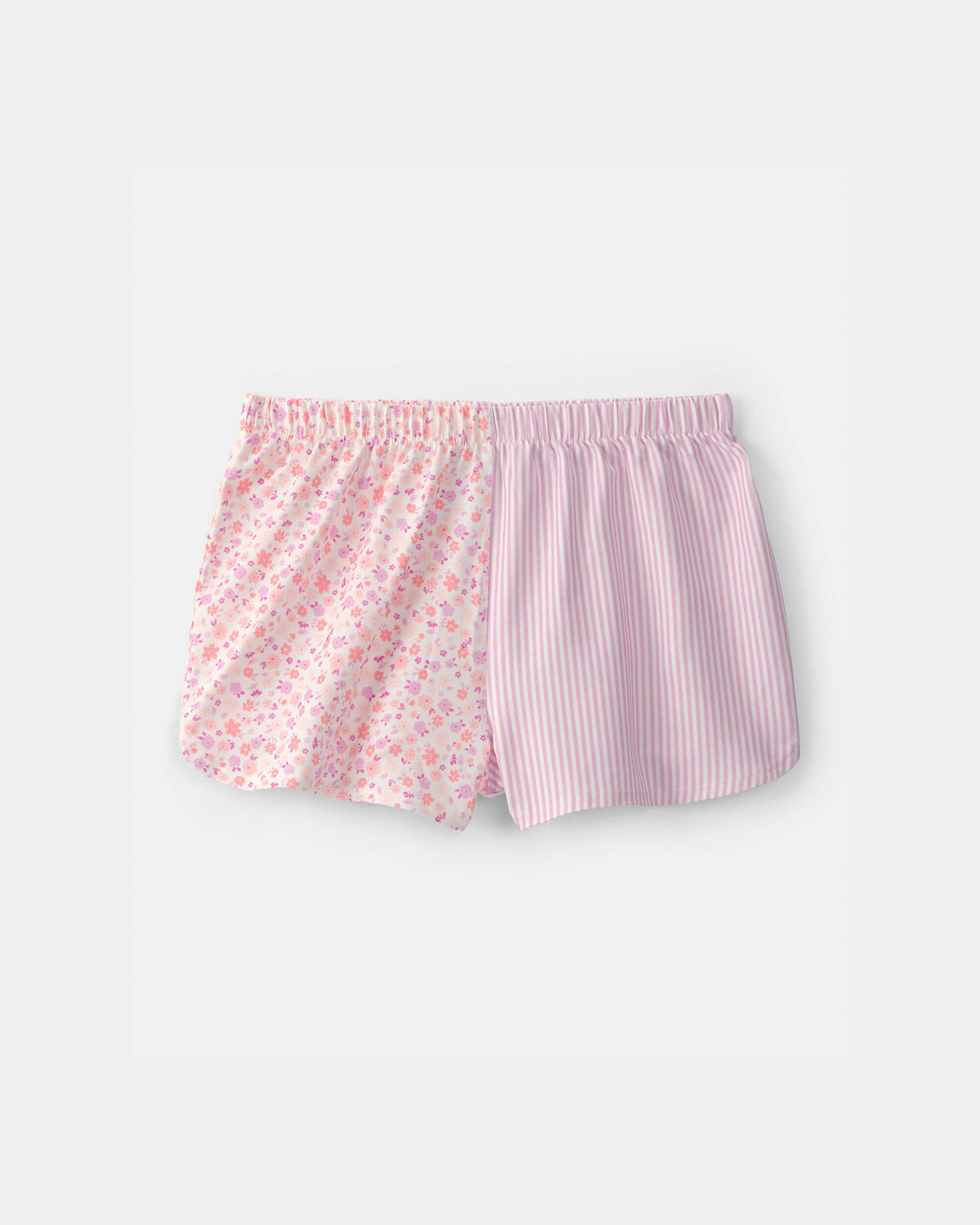 Girls Floral Stripe Short-Sleeve Loose Fit 2-Piece Pajama Set - Pink
