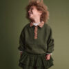 Toddler Girl Leopard Collar Pullover Sweatshirt - Olive