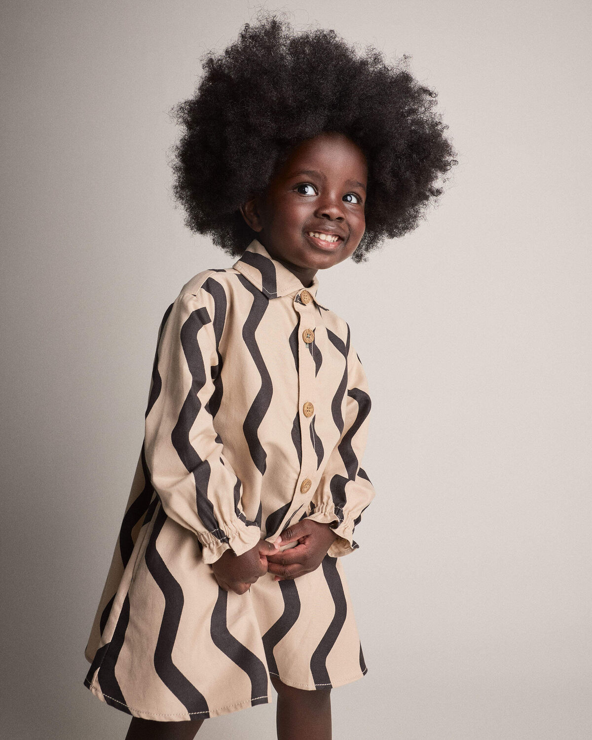 Toddler Girl Chevron Button-Down Dress - Khaki 1 Toddler Girl Chevron Button-Down Dress - Khaki