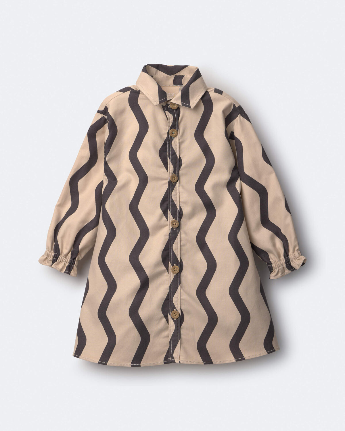 Toddler Girl Chevron Button-Down Dress - Khaki 2 Toddler Girl Chevron Button-Down Dress - Khaki