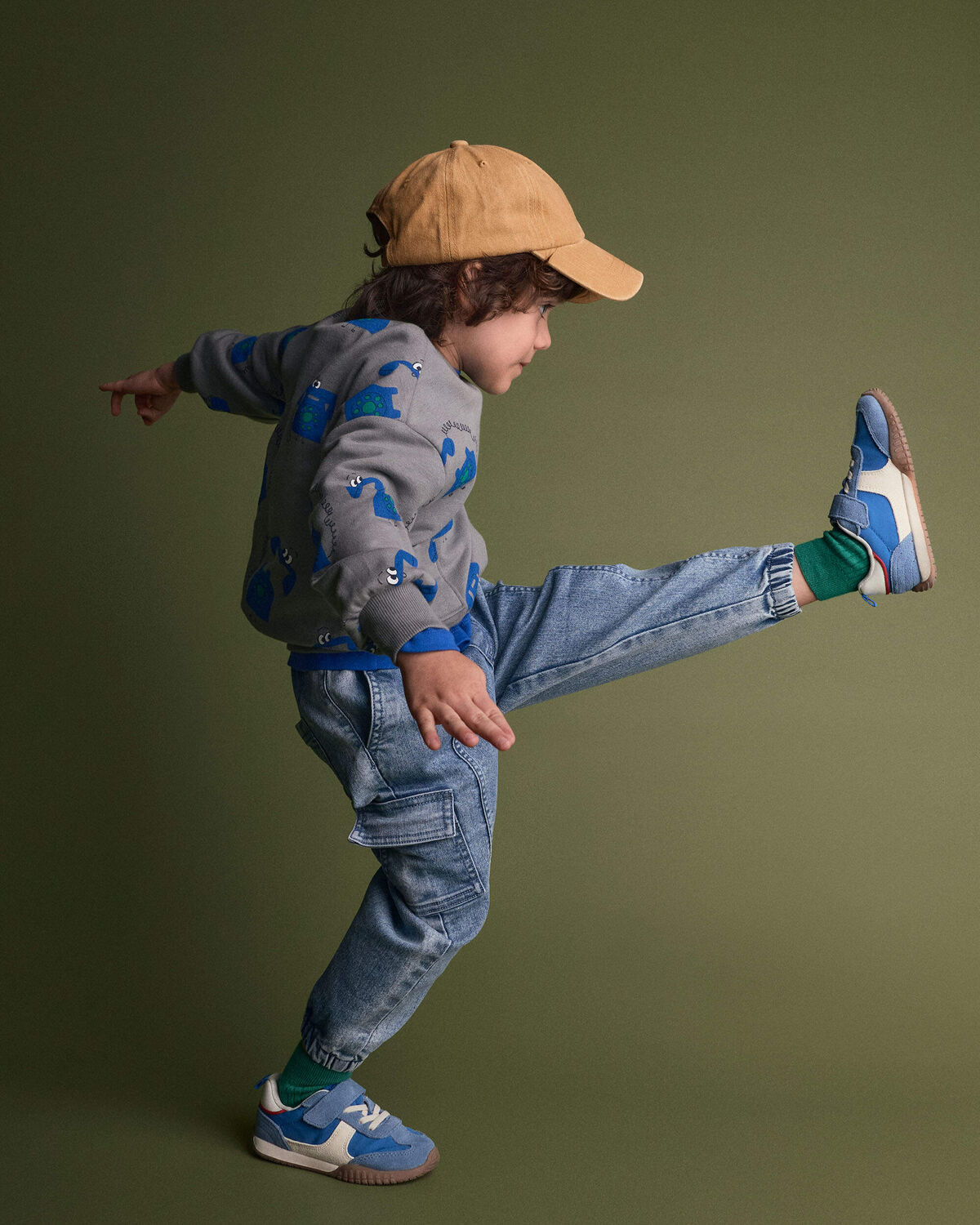 Toddler Denim Cargo Joggers in Avenue Wash - Blue 1 Toddler Denim Cargo Joggers in Avenue Wash - Blue