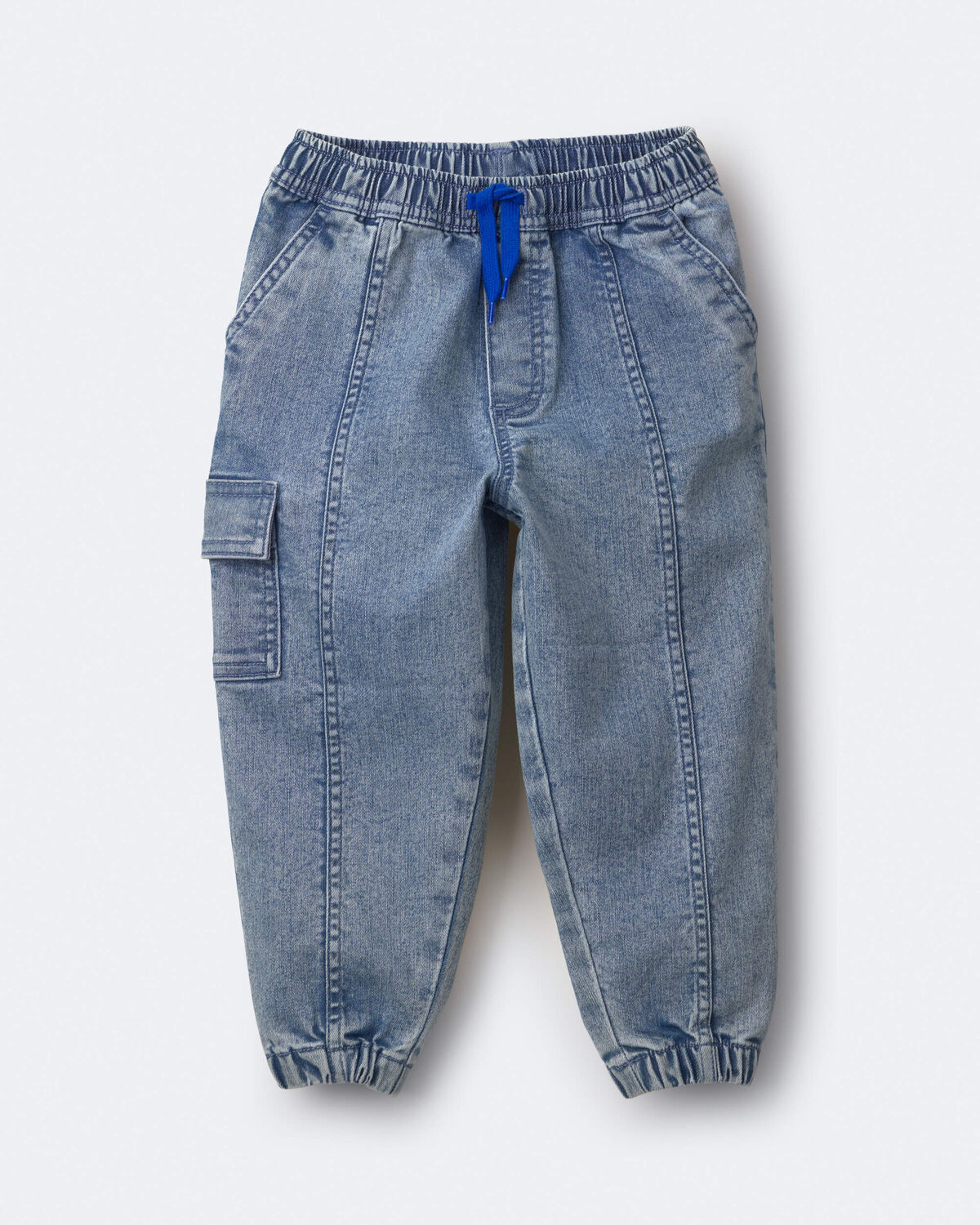 Toddler Denim Cargo Joggers in Avenue Wash - Blue 2 Toddler Denim Cargo Joggers in Avenue Wash - Blue