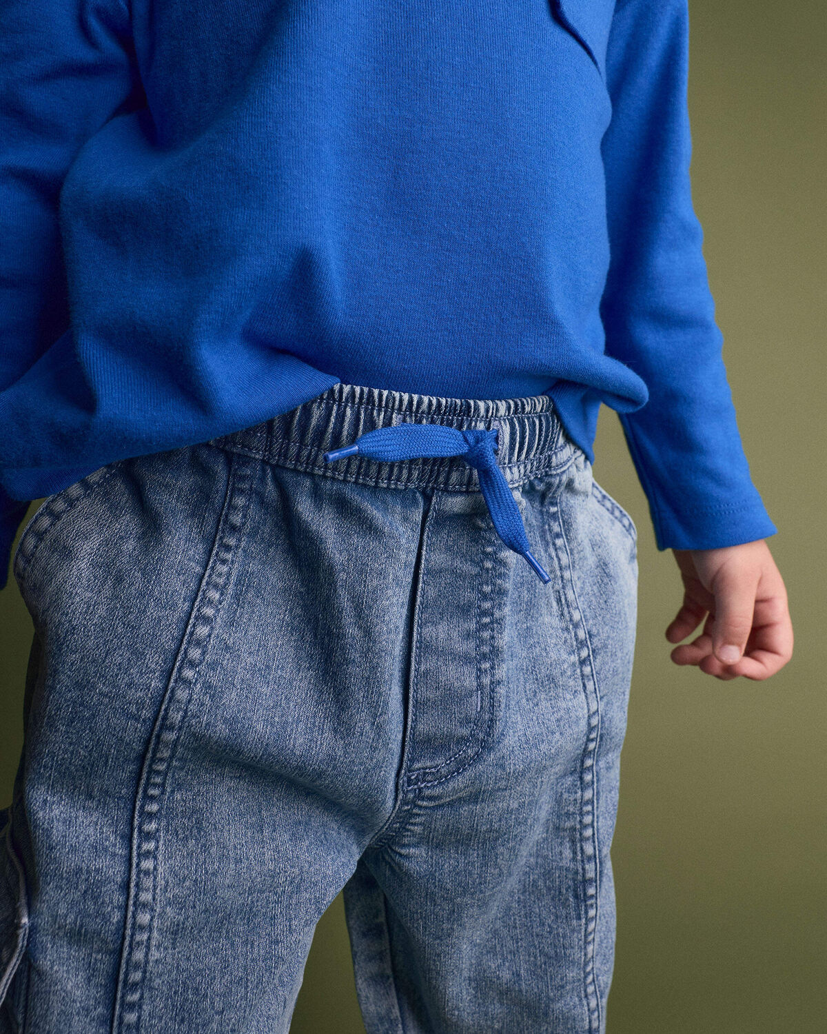 Toddler Denim Cargo Joggers in Avenue Wash - Blue 3 Toddler Denim Cargo Joggers in Avenue Wash - Blue