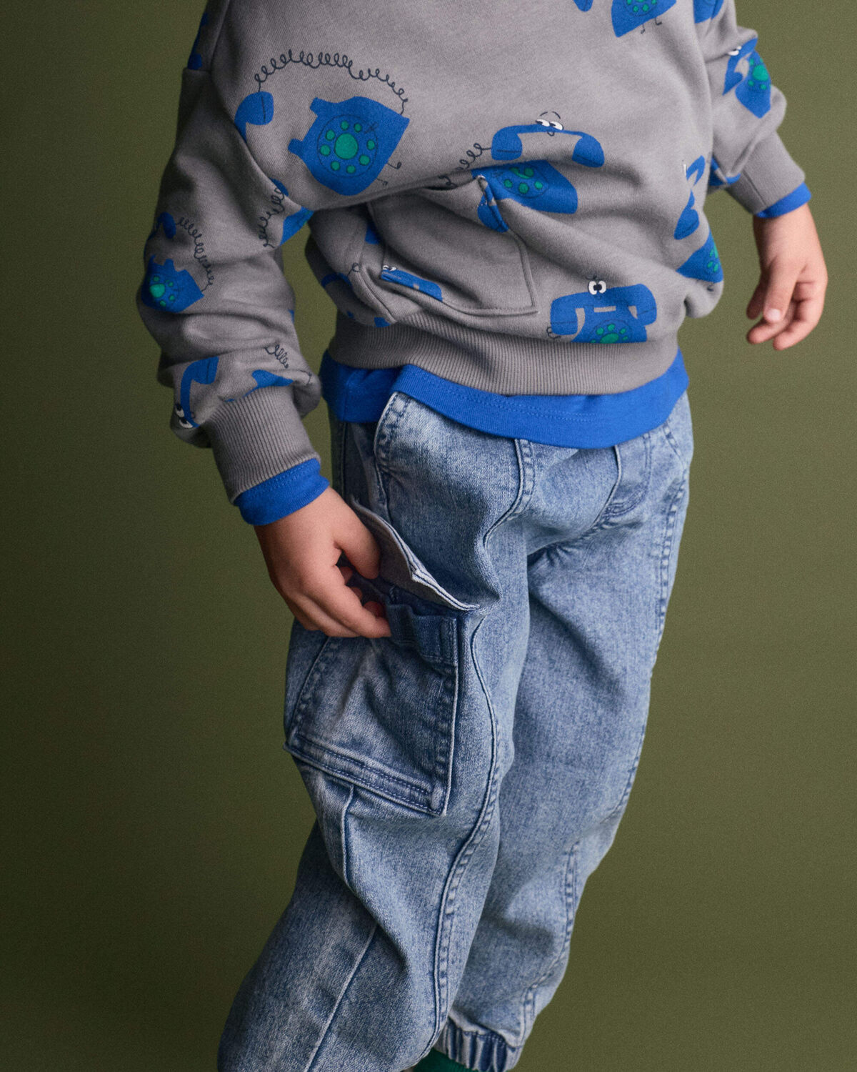 Toddler Denim Cargo Joggers in Avenue Wash - Blue 4 Toddler Denim Cargo Joggers in Avenue Wash - Blue