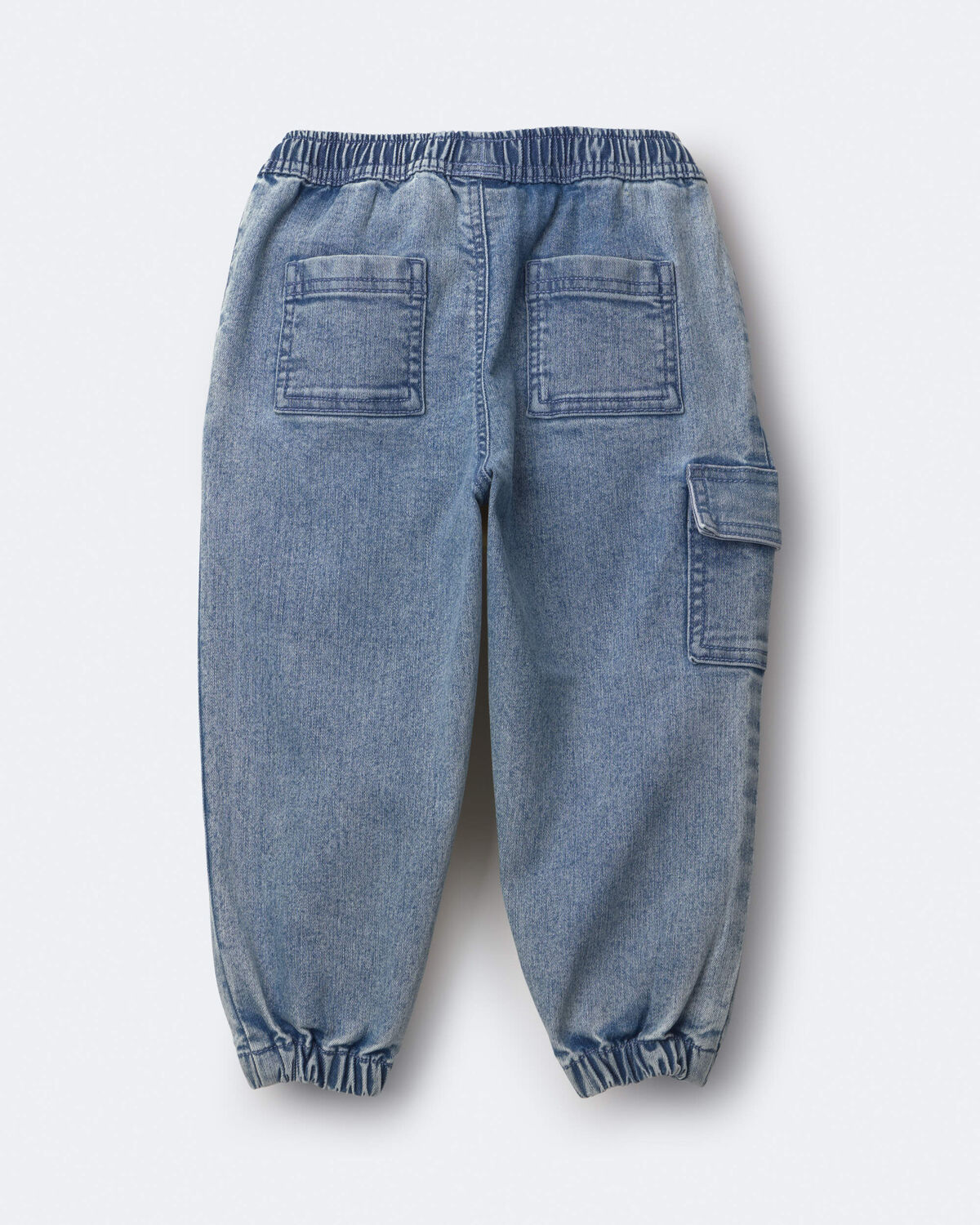 Toddler Denim Cargo Joggers in Avenue Wash - Blue 6 Toddler Denim Cargo Joggers in Avenue Wash - Blue