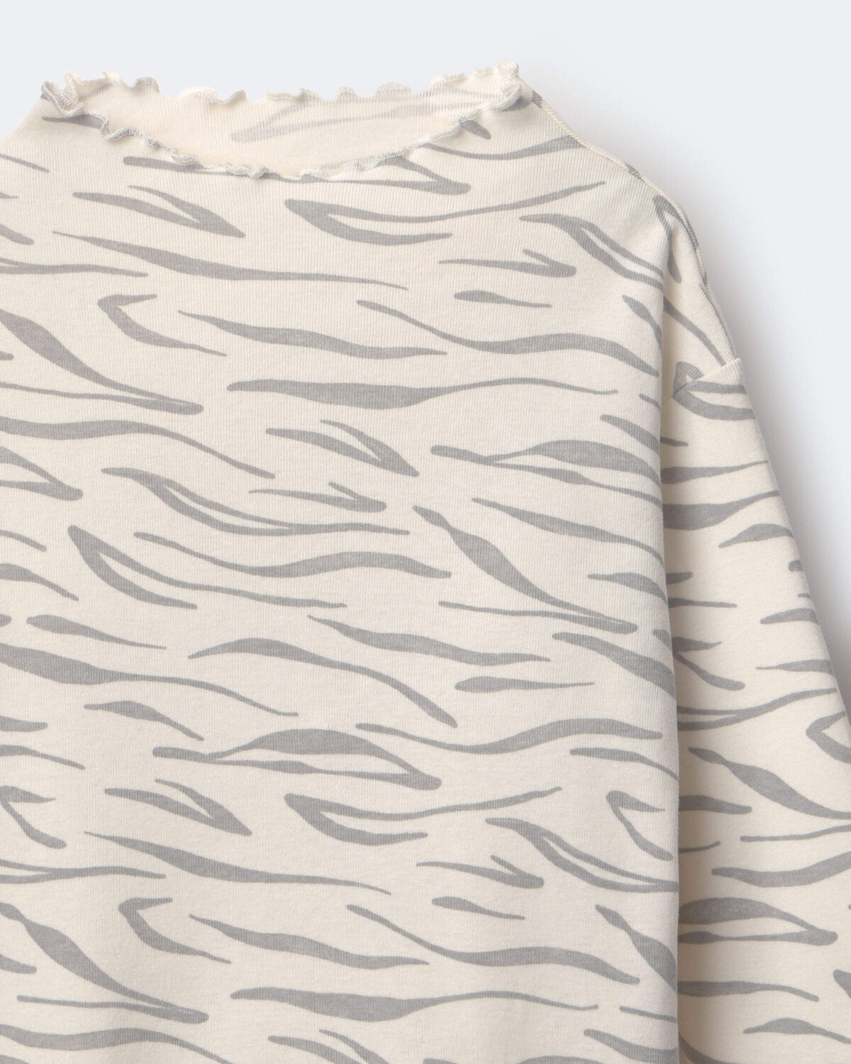 Toddler Girl Mock Neck Ruffle Long-Sleeve Top in Tiger Print - Cream 2 Toddler Girl Mock Neck Ruffle Long-Sleeve Top in Tiger Print - Cream