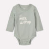 Baby 'Milk Drop' Long-Sleeve Graphic Bodysuit - Green