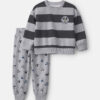 Toddler Boy 2-Piece Disney© Mickey Striped Long-Sleeve Top & Pant Set - Grey/Black