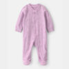 Baby Girl Bunny 100% Cotton 2-Way Zip Sleep & Play Pajamas - Purple