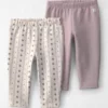 Baby Girl 2-Pack Recycled Fleece Leggings Made with Organic Cotton