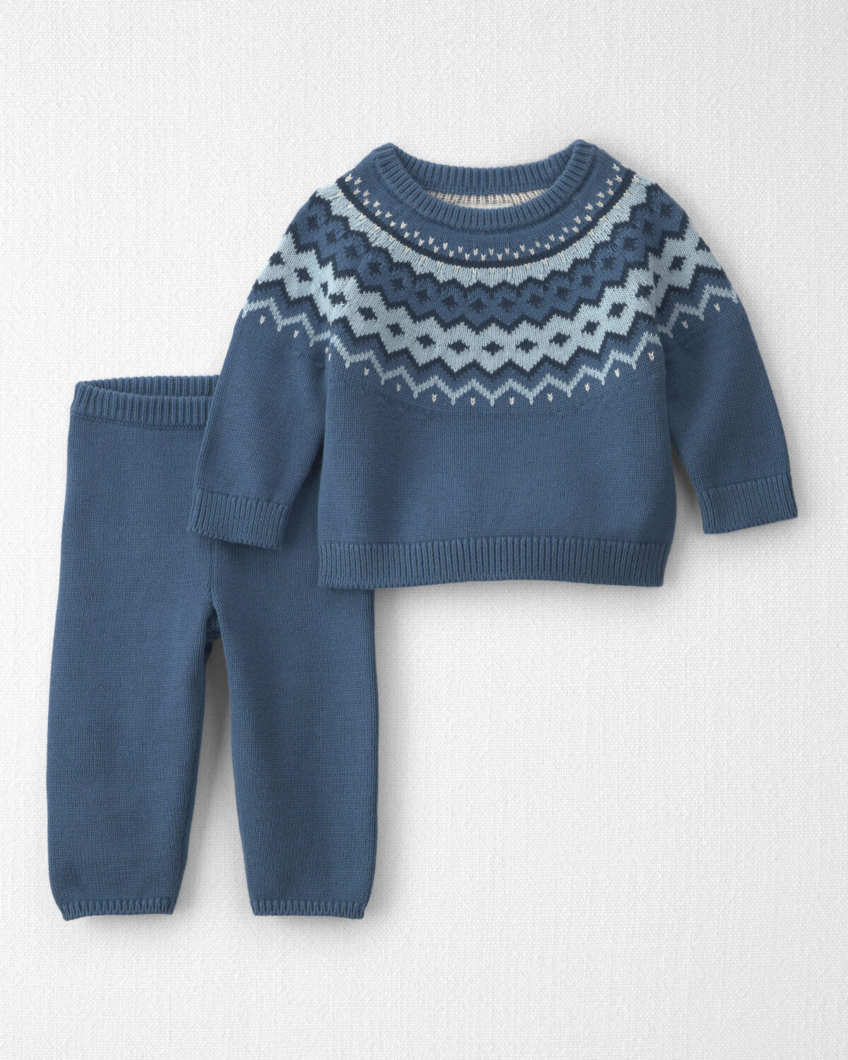 Baby 2-Piece Organic Cotton Fair Isle Sweater Knit Top & Pant Set 1 Baby 2-Piece Organic Cotton Fair Isle Sweater Knit Top & Pant Set