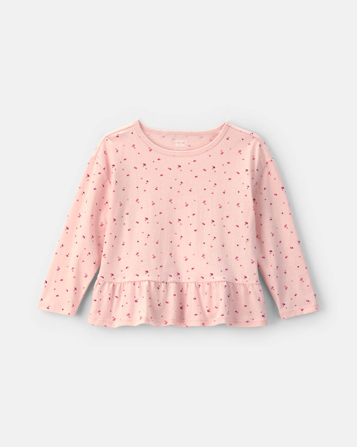 Toddler Girl Heart Long-Sleeve Peplum Top - Pink 1 Toddler Girl Heart Long-Sleeve Peplum Top - Pink