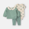 Baby Girl 3-Piece Floral French Terry Layering Set - Green 9 Baby Girl 3-Piece Floral French Terry Layering Set - Green