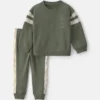 Toddler Boy 2-Piece 'MVP' French Terry Long-Sleeve Top & Pant Set - Olive Green