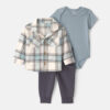 Baby Boy 3-Piece Plaid Fleece Layering Set - Green 7 Baby Boy 3-Piece Plaid Fleece Layering Set - Green