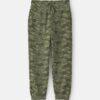 Boys Camo Fleece Joggers - Olive Green