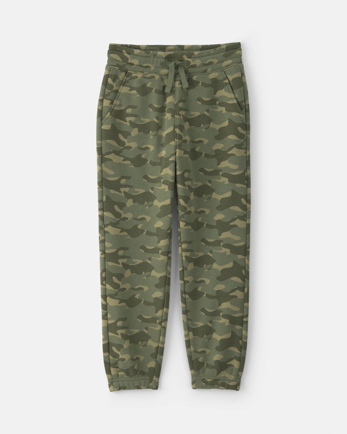 Boys Camo Fleece Joggers - Olive Green