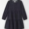 Girls Organic Cotton Dobby Dress in Navy Floral