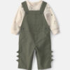 Baby Boy 2-Piece Dinosaur Long-Sleeve Overall Set - Olive Green 4 Baby Boy 2-Piece Dinosaur Long-Sleeve Overall Set - Olive Green