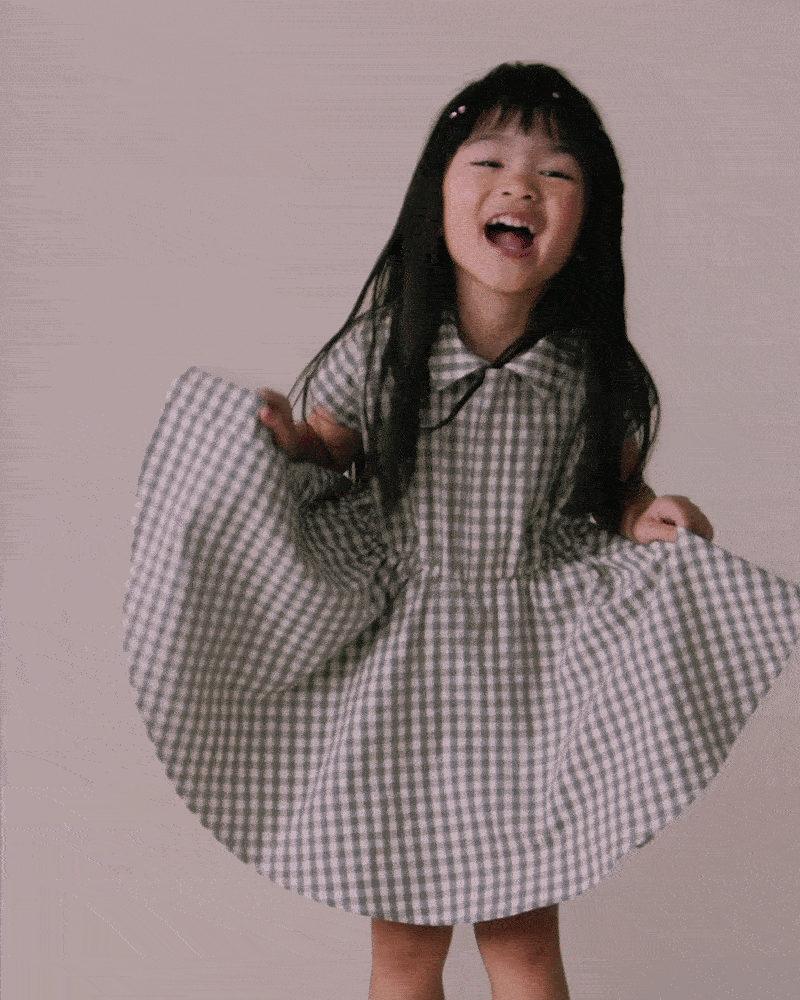 Toddler Girl Avenue Twirl™ Scalloped Dress in Gingham - Grey 1 Toddler Girl Avenue Twirl™ Scalloped Dress in Gingham - Grey