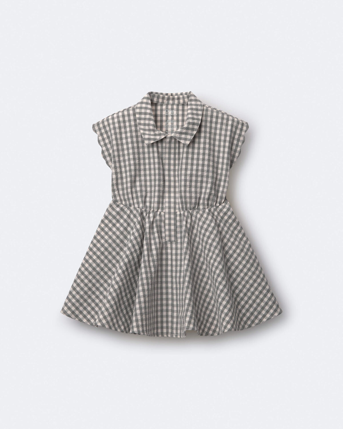 Toddler Girl Avenue Twirl™ Scalloped Dress in Gingham - Grey 2 Toddler Girl Avenue Twirl™ Scalloped Dress in Gingham - Grey