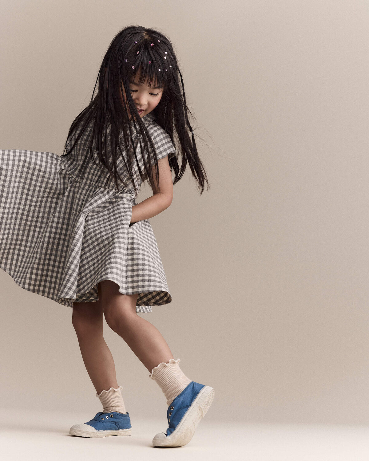 Toddler Girl Avenue Twirl™ Scalloped Dress in Gingham - Grey 7 Toddler Girl Avenue Twirl™ Scalloped Dress in Gingham - Grey