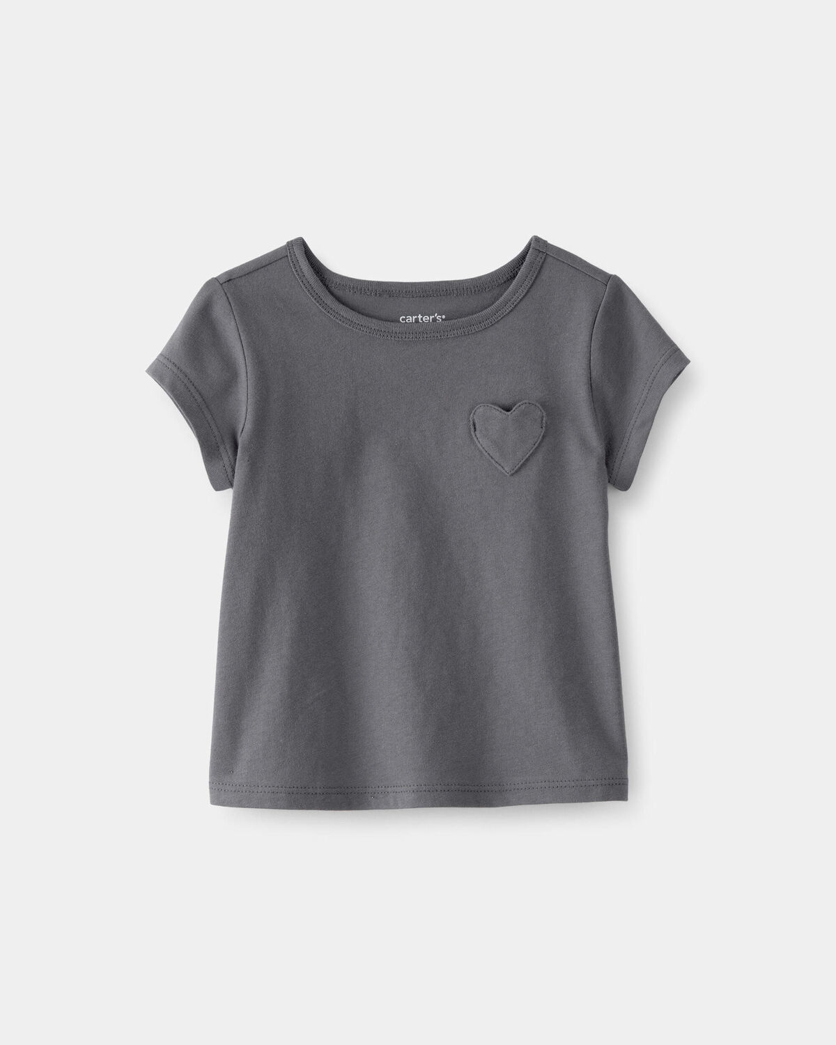 Baby Girl Heart Pocket Top - Grey 1 Baby Girl Heart Pocket Top - Grey
