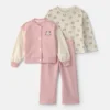 Toddler Girl 3-Piece Cat French Terry Long-Sleeve Layering Set - Pink/White