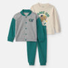 Toddler Boy 2-Piece Varsity French Terry Long-Sleeve Top & Pant Set - Cream/Green
