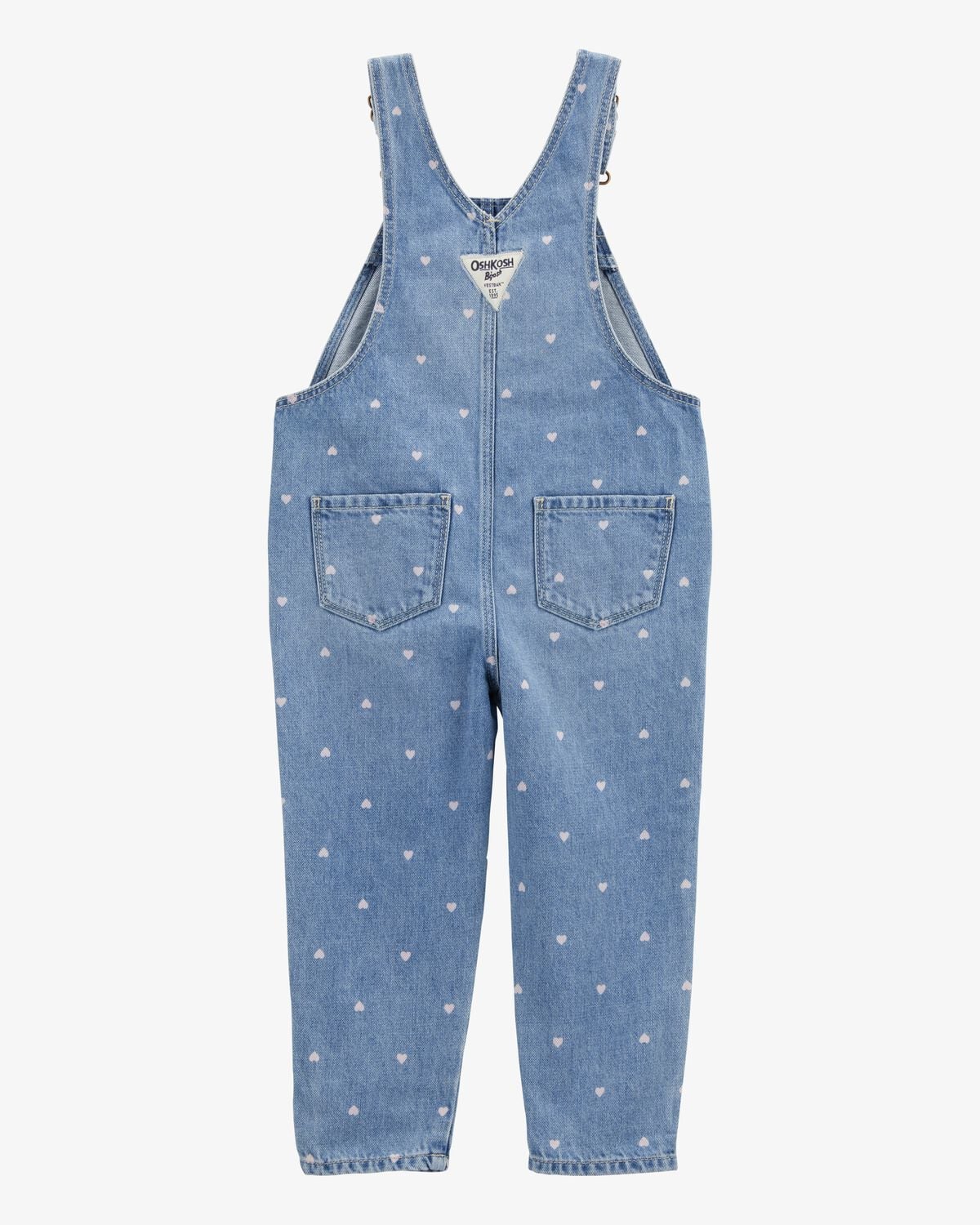 Toddler Heart-Print Knit Denim Overalls - Blue