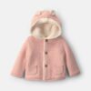 Baby Girl Bear Sweater Knit Hooded Jacket - Pink