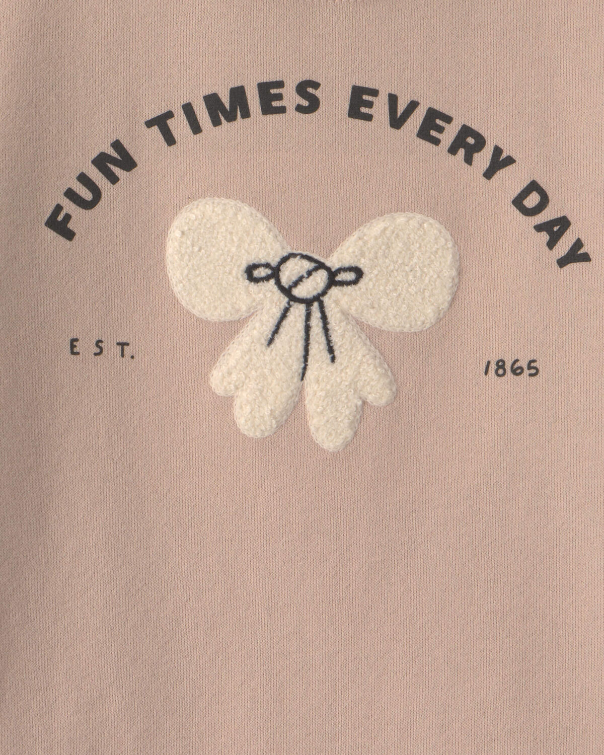 Toddler Girl 'Fun Times Every Day' Bow French Terry Pullover Sweatshirt - Tan