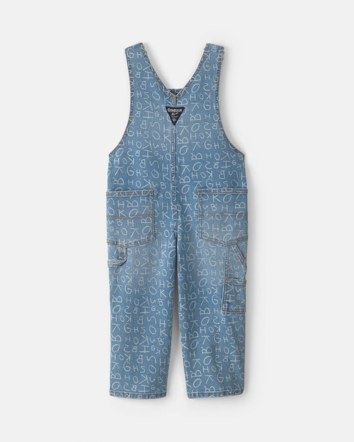 Toddler Alphabet Overalls - Light Wash