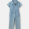 Toddler Girl Short-Sleeve Denim Jumpsuit - Light Wash