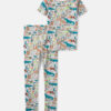 Boys Alligator 100% Cotton Snug Fit 2-Piece Pajama Set - Grey