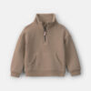 Toddler Girl Fleece Pullover Quarter Zip Sweatshirt - Brown