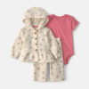 Baby Girl 3-Piece Floral Fleece Layering Set - Cream/Coral