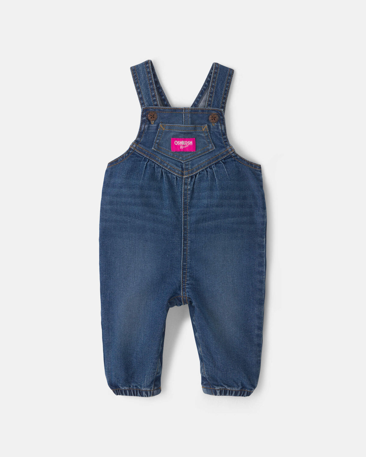 Baby Girl Denim Overalls - Medium Wash 1 Baby Girl Denim Overalls - Medium Wash
