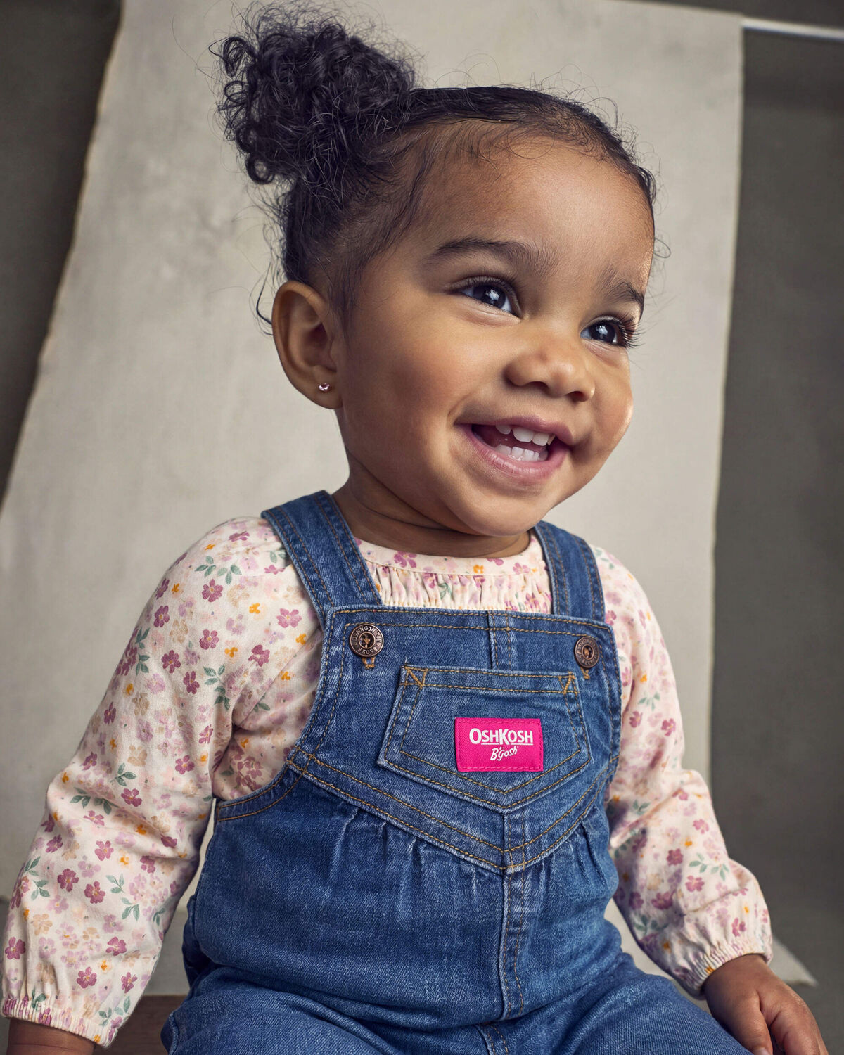 Baby Girl Denim Overalls - Medium Wash 2 Baby Girl Denim Overalls - Medium Wash