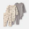 Baby 4-Piece Elephant Long-Sleeve Bodysuit & Pant Set - Grey