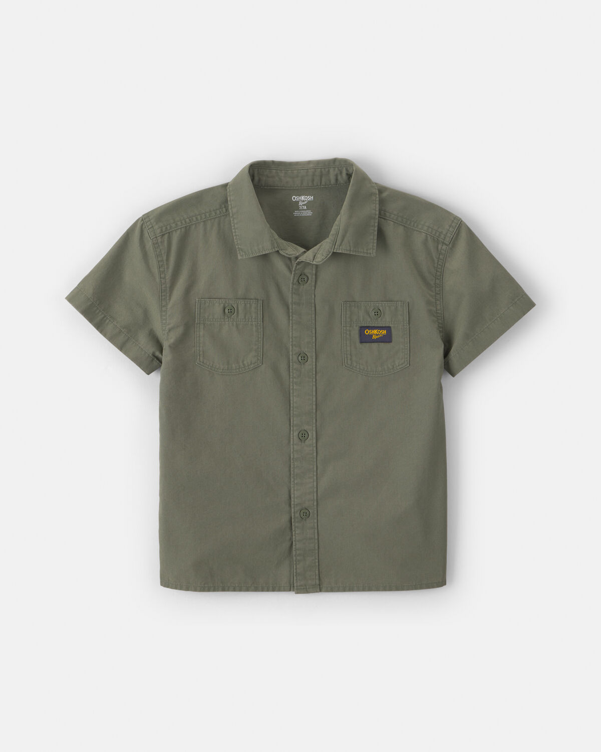 Boys Canvas Short-Sleeve Button-Down Shirt - Green 1 Boys Canvas Short-Sleeve Button-Down Shirt - Green