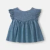 Baby Girl Chambray Peplim Top - Medium Wash