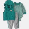 Baby Boy 3-Piece '28' Varsity Hooded Layering Set - Green