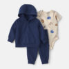 Baby Boy 3-Piece Football French Terry Layering Set - Navy Blue
