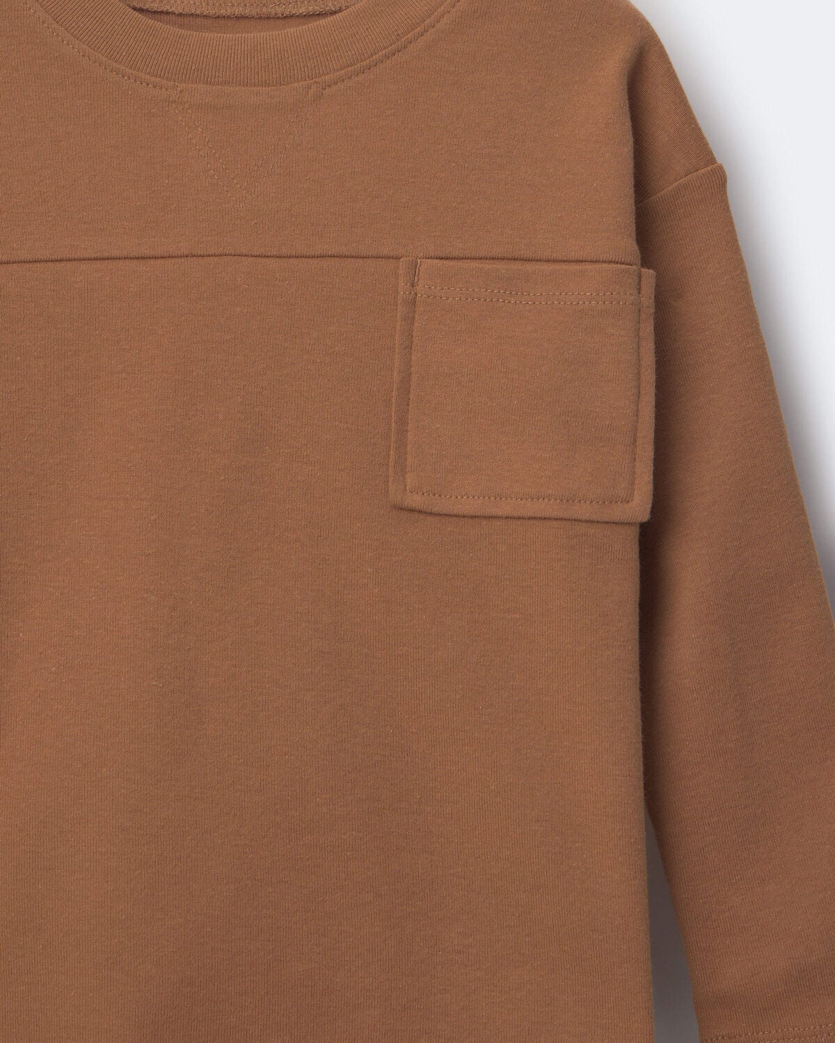 Toddler Ribbed Long-Sleeve Pocket Tee - Brown