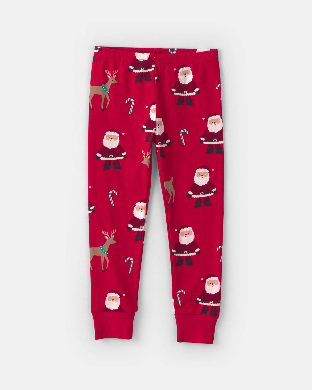 Toddler 2-Piece Beige Santa Christmas 100% Cotton Snug Fit Pajama Set - Red 3 Toddler 2-Piece Beige Santa Christmas 100% Cotton Snug Fit Pajama Set - Red