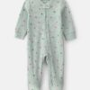 Baby Girl Butterfly Cotton 2-Way Zip Thermal Sleep & Play Pajamas - Green