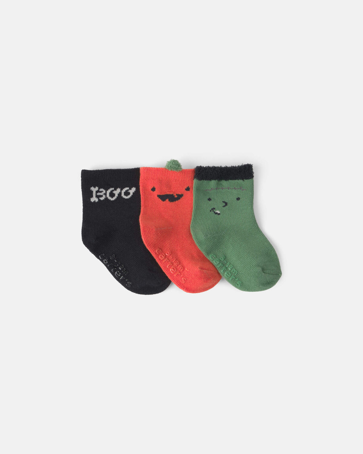 Baby 3-Pack Halloween Booties - Green/Black/Orange 1 Baby 3-Pack Halloween Booties - Green/Black/Orange